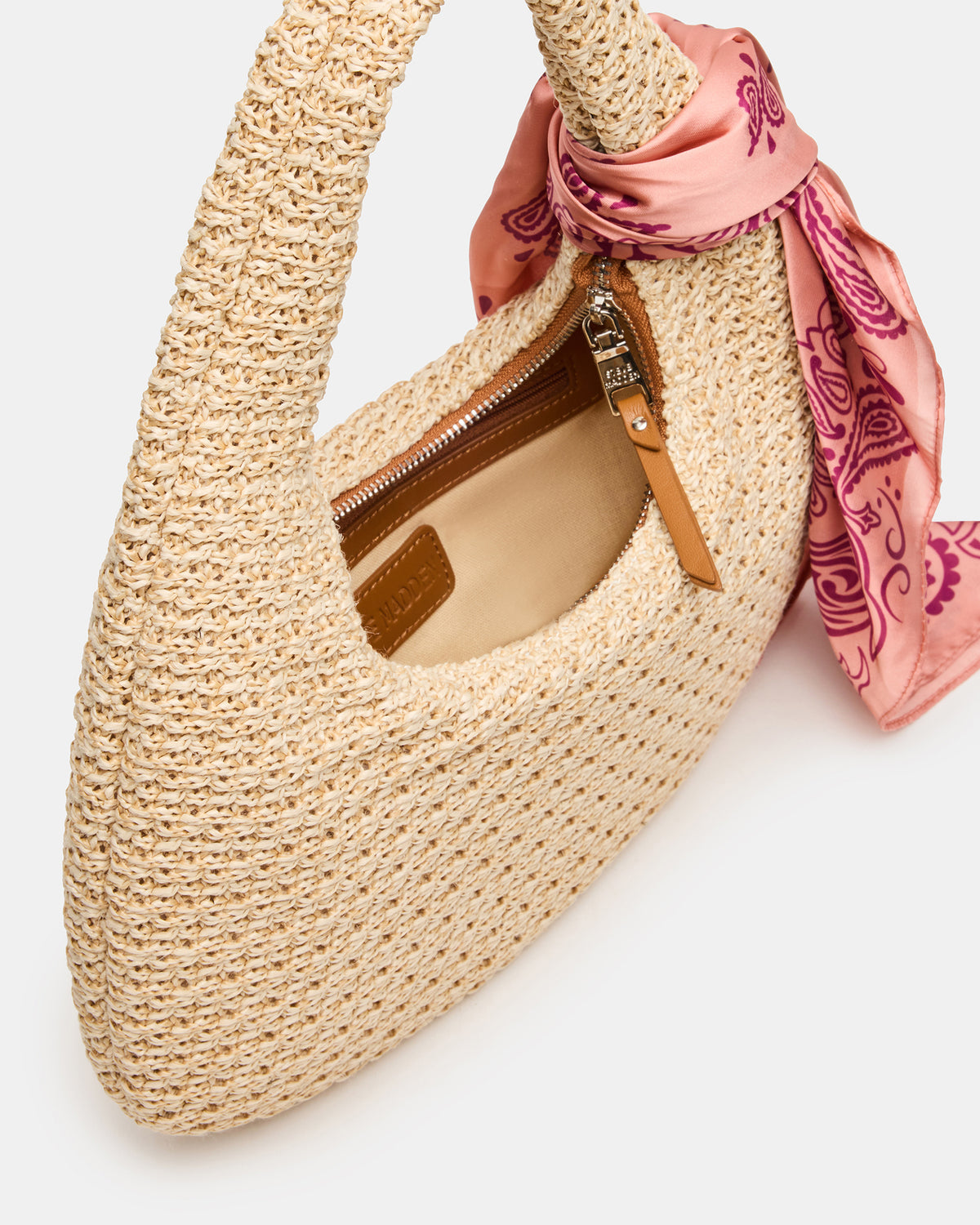 Steve Madden DAENA Bag Natural Crescent Shaped Straw Shoulder Bag