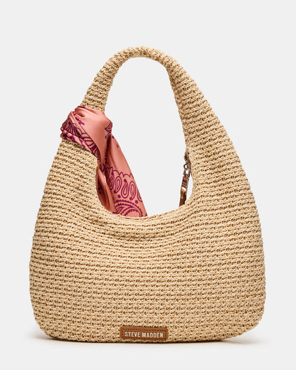 Steve Madden DAENA Bag Natural Crescent Shaped Straw Shoulder Bag