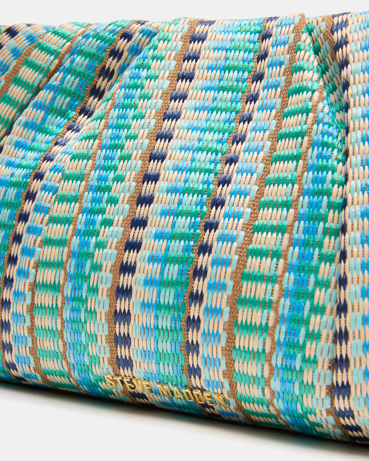 Steve Madden PALOMAA Bag Blue/Multi Straw Clutch Crossbody Handbag
