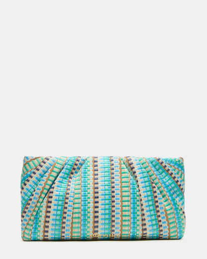 Steve Madden PALOMAA Bag Blue/Multi Straw Clutch Crossbody Handbag