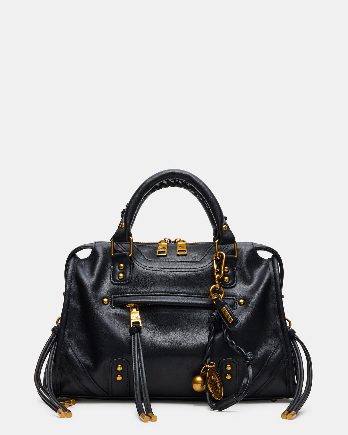 Steve Madden RIGGS Bag Black/Gold Slouchy Top-Handle Crossbody Satchel Handbag