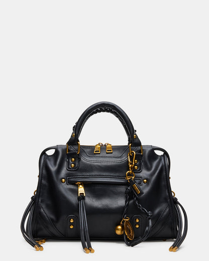 Steve Madden RIGGS Bag Black/Gold Slouchy Top-Handle Crossbody Satchel Handbag