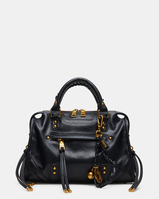 Steve Madden RIGGS Bag Black/Gold Slouchy Top-Handle Crossbody Satchel Handbag
