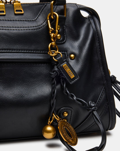 Steve Madden RIGGS Bag Black/Gold Slouchy Top-Handle Crossbody Satchel Handbag