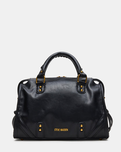 Steve Madden RIGGS Bag Black/Gold Slouchy Top-Handle Crossbody Satchel Handbag