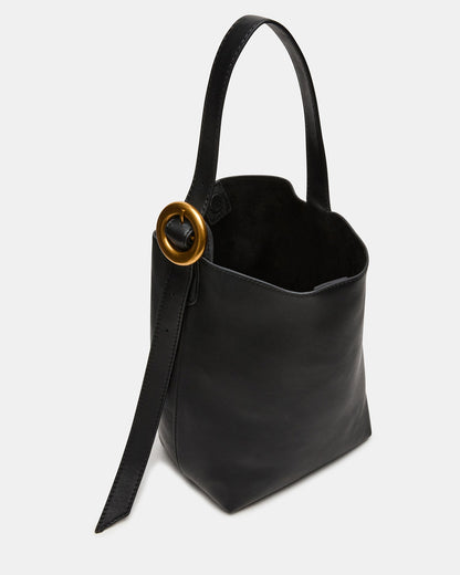 Steve Madden SOFIEE Bag Black Leather Shoulder Strap Bucket Tote Handbag