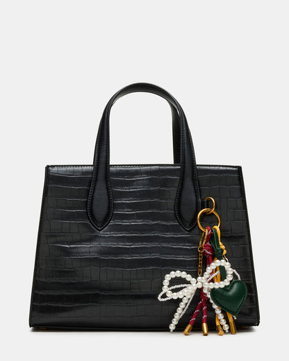Steve Madden CALLEB Bag Black Crocodile Structured Tote Crossbody Handbag