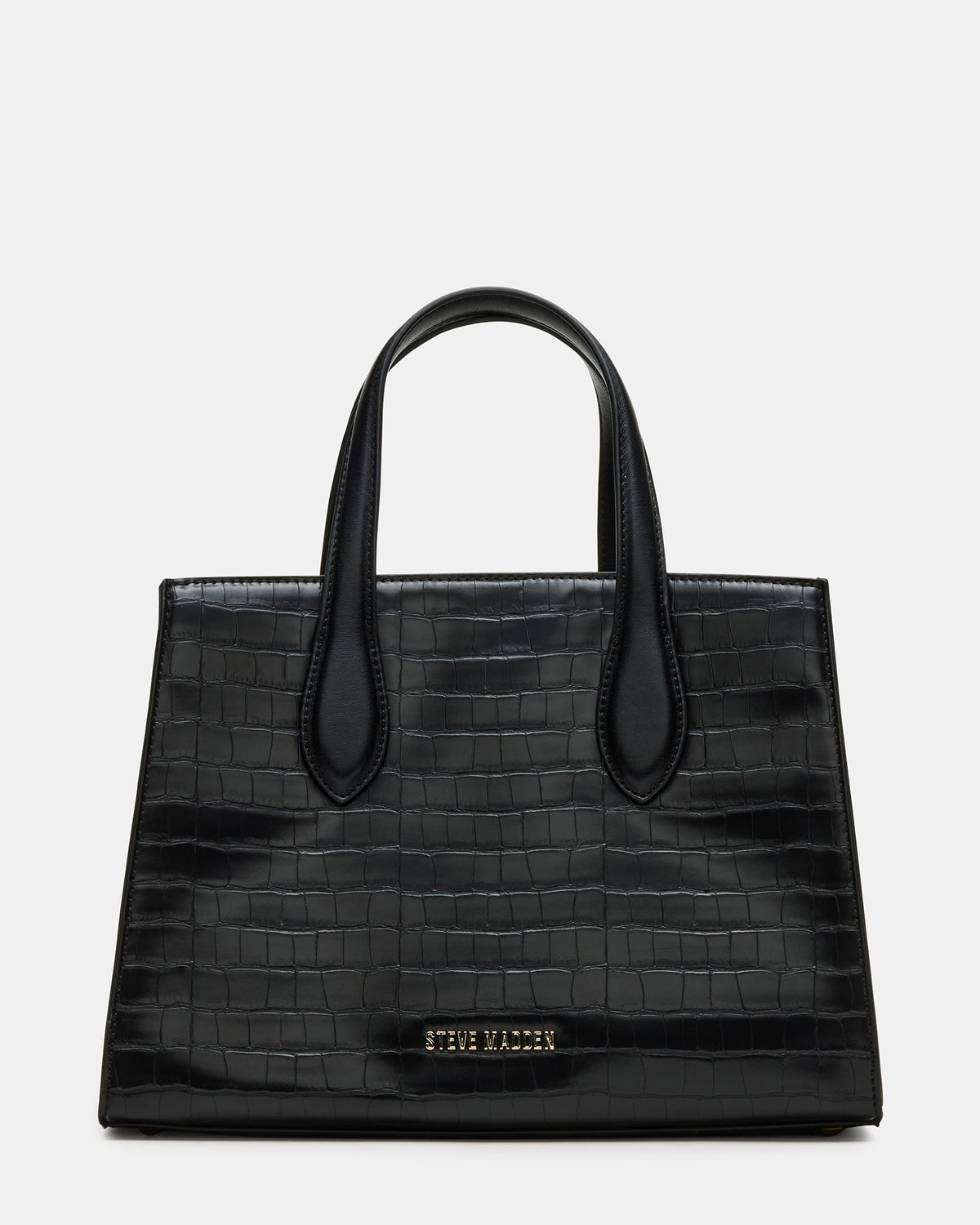 Steve Madden CALLEB Bag Black Crocodile Structured Tote Crossbody Handbag