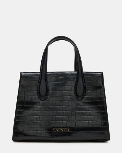 Steve Madden CALLEB Bag Black Crocodile Structured Tote Crossbody Handbag