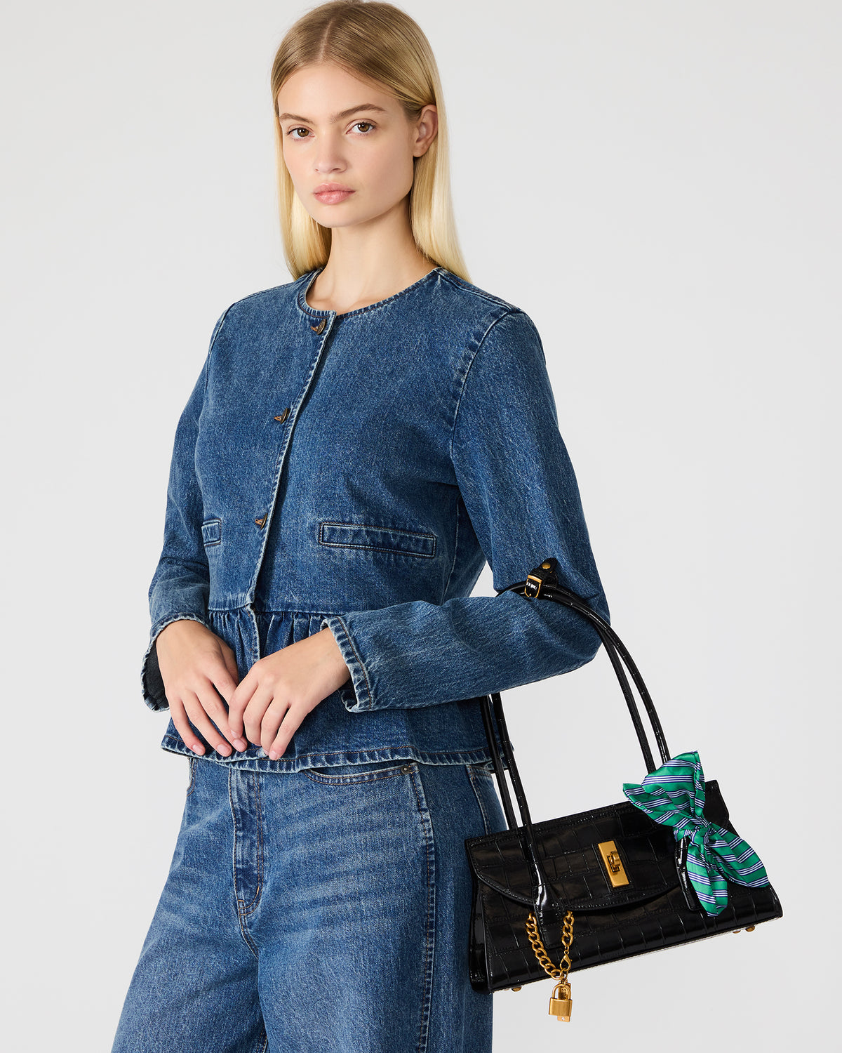 Steve Madden MILAN Bag Black Elongated Menswear-Inspired Shoulder Strap Handbag