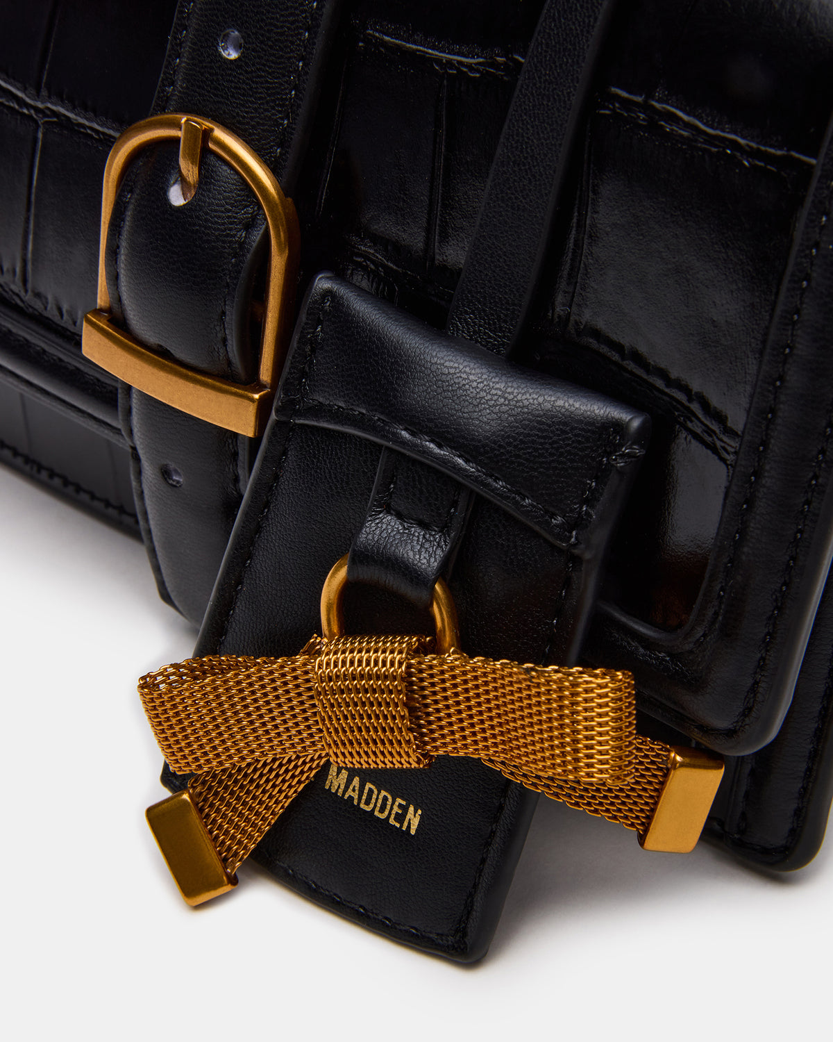 Steve Madden CLARK Bag Black Structured Top-Handle Mini Handbag