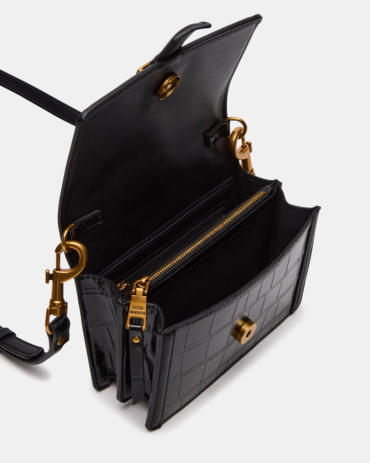 Steve Madden CLARK Bag Black Structured Top-Handle Mini Handbag