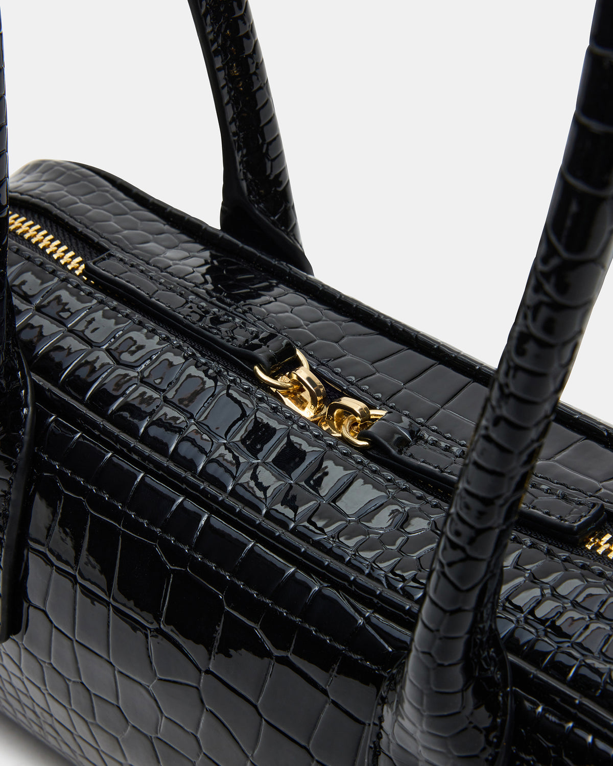 Steve Madden ANISE Bag Black Crocodile Elongated Shoulder Strap Handbag