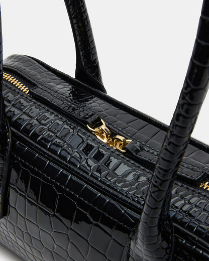 Steve Madden ANISE Bag Black Crocodile Elongated Shoulder Strap Handbag