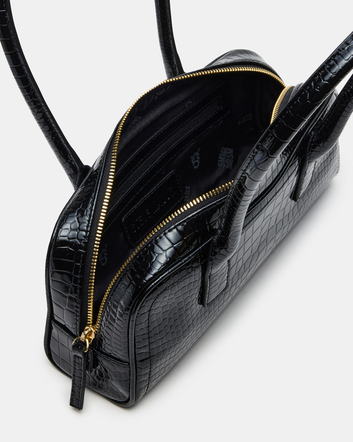 Steve Madden ANISE Bag Black Crocodile Elongated Shoulder Strap Handbag