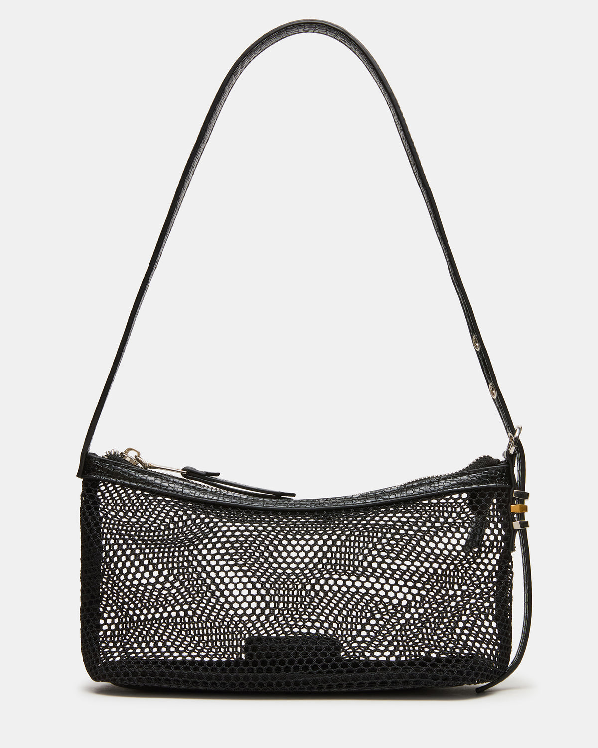 Steve Madden VIXEN Bag Black Shoulder Strap Mesh Structured Bottom Women's Handbag