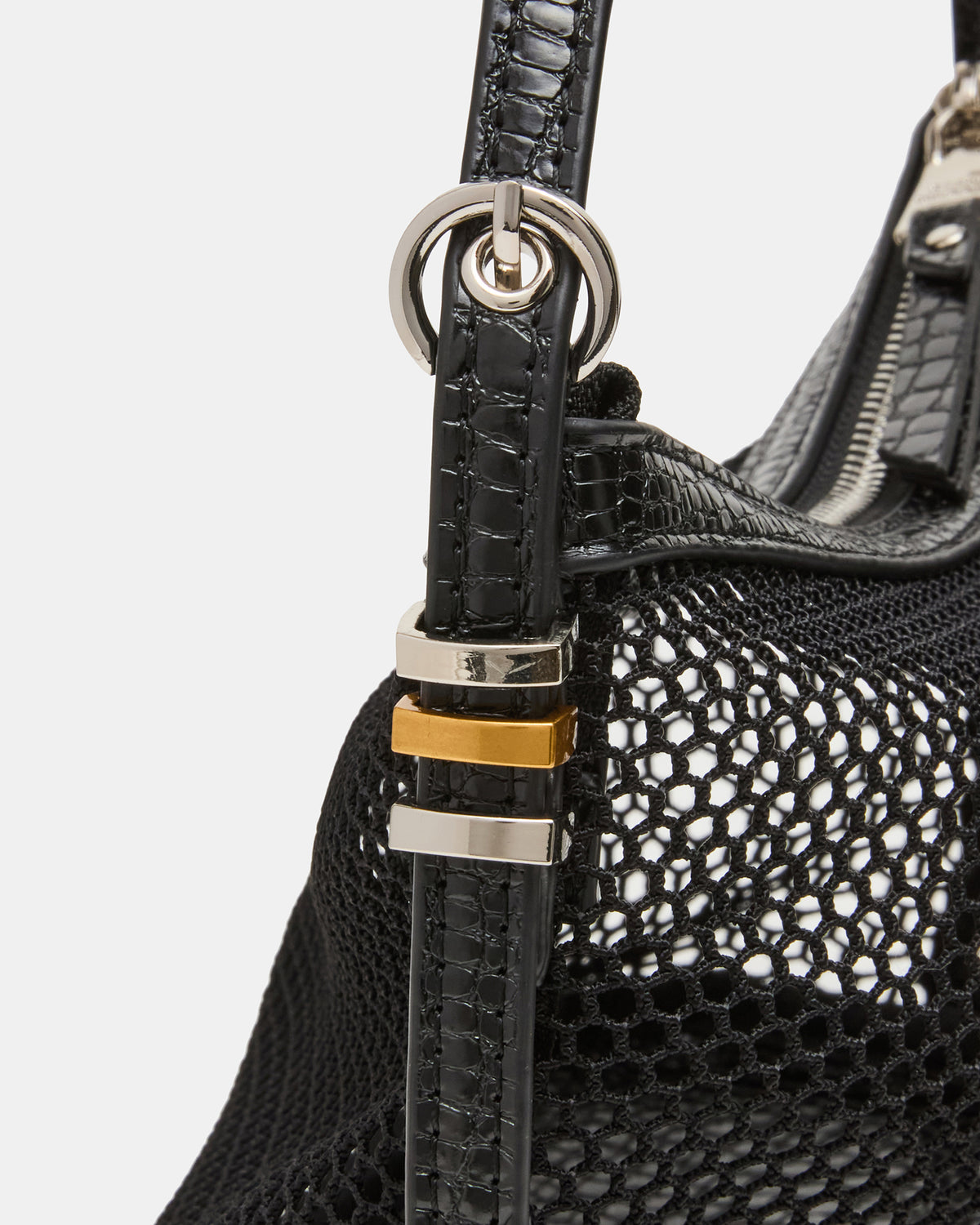 Steve Madden VIXEN Bag Black Shoulder Strap Mesh Structured Bottom Women's Handbag