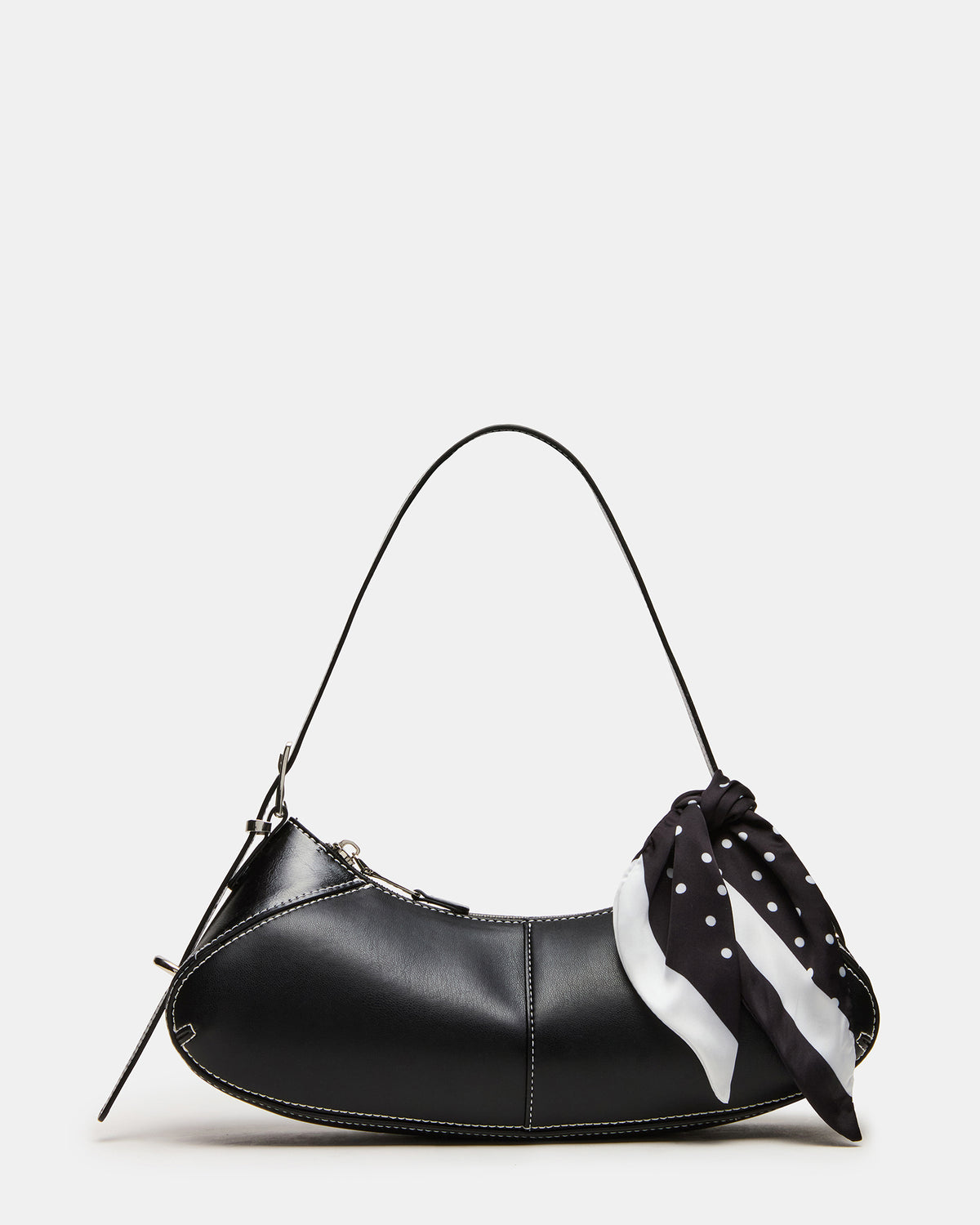 Steve Madden ROXEY Bag Black Crescent-Shaped Top-Zipper Shoulder Strap Handbag
