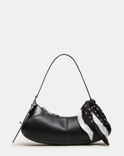 Steve Madden ROXEY Bag Black Crescent-Shaped Top-Zipper Shoulder Strap Handbag