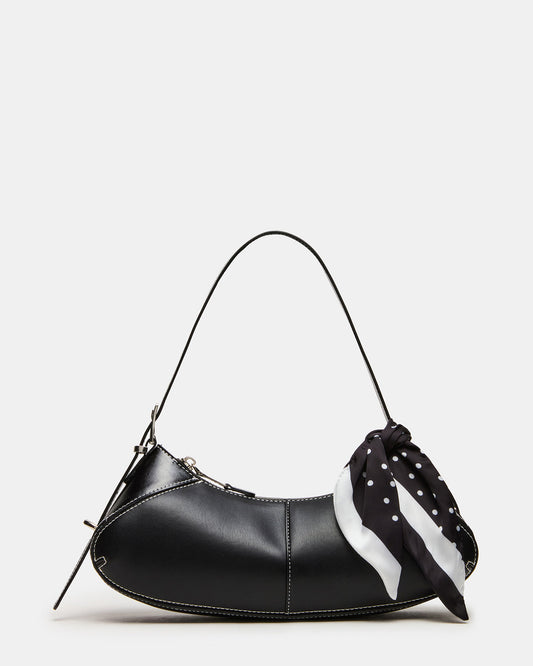 Steve Madden ROXEY Bag Black Crescent-Shaped Top-Zipper Shoulder Strap Handbag