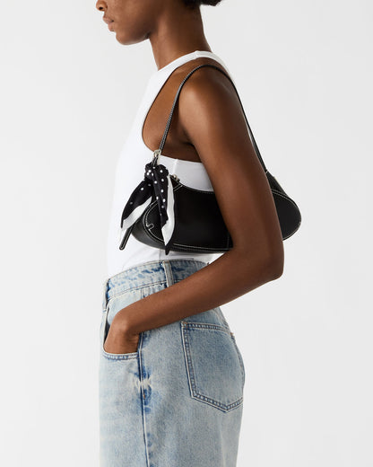 Steve Madden ROXEY Bag Black Crescent-Shaped Top-Zipper Shoulder Strap Handbag