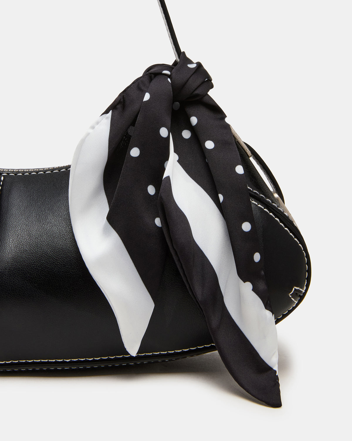 Steve Madden ROXEY Bag Black Crescent-Shaped Top-Zipper Shoulder Strap Handbag