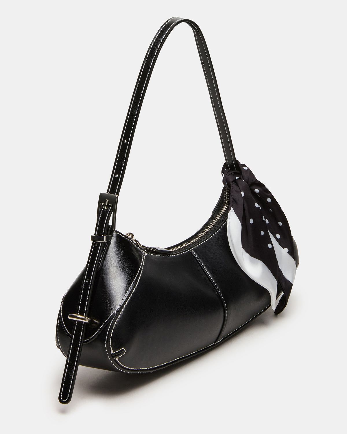 Steve Madden ROXEY Bag Black Crescent-Shaped Top-Zipper Shoulder Strap Handbag