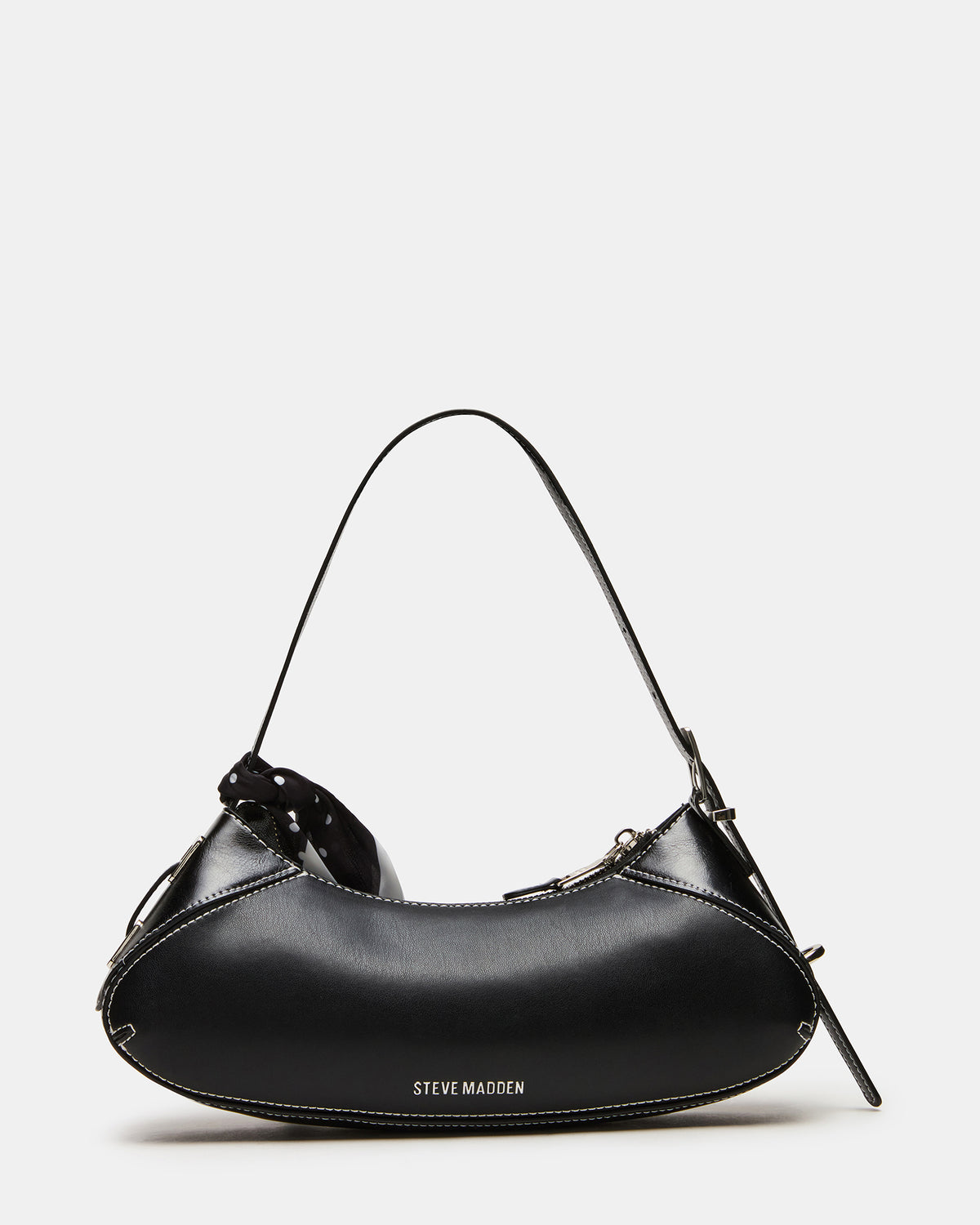 Steve Madden ROXEY Bag Black Crescent-Shaped Top-Zipper Shoulder Strap Handbag