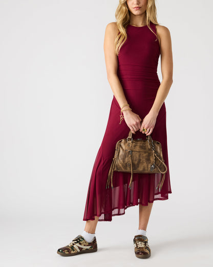 Steve Madden RIGGS Brown Distressed Slouchy Top-Handle Crossbody Satchel Handbag