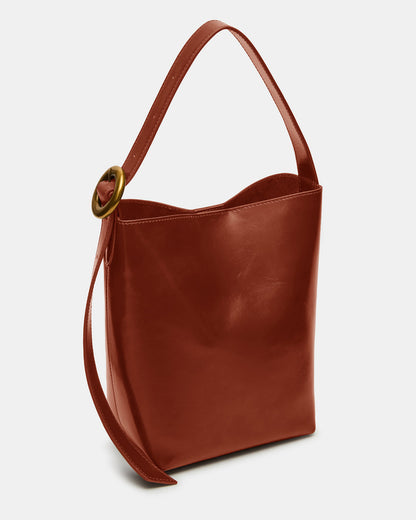 Steve Madden SOFIEE Bag Rust Leather Shoulder Strap Bucket Tote Handbag