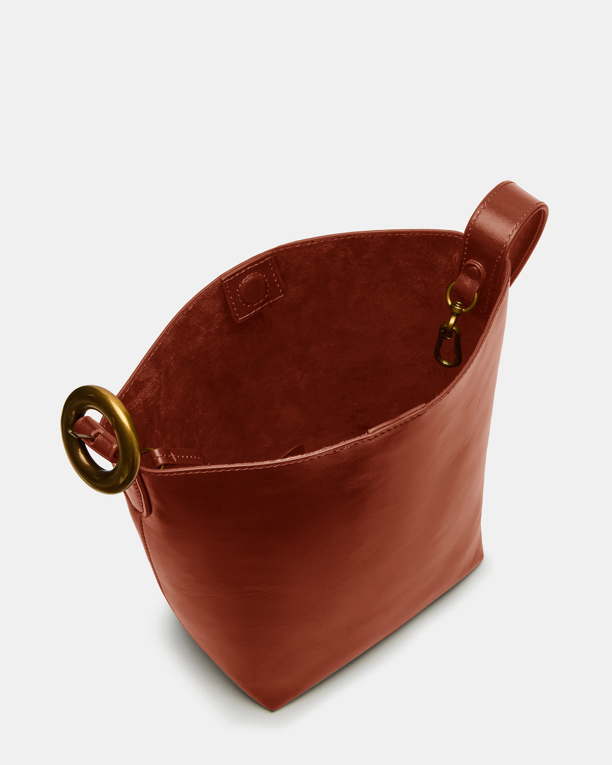 Steve Madden SOFIEE Bag Rust Leather Shoulder Strap Bucket Tote Handbag