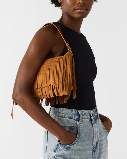 Steve Madden BOHEME Bag Tobacco Shoulder Strap Studded Fringe Handbag