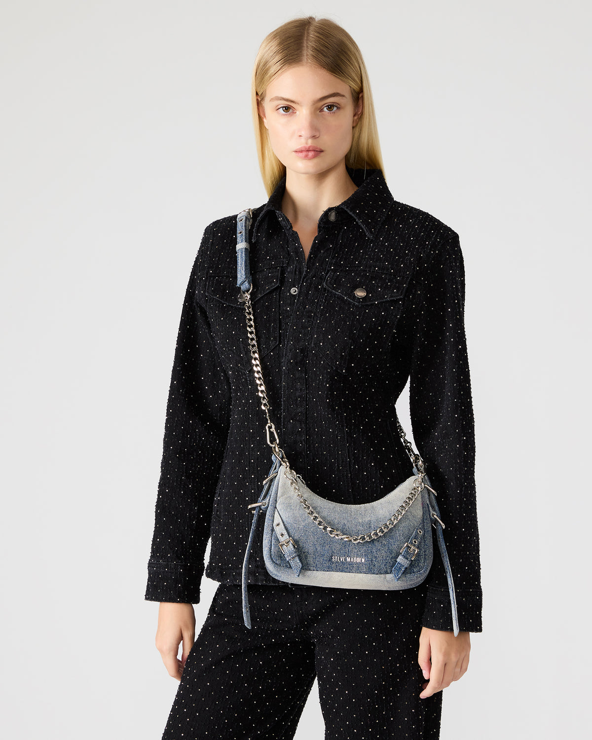 Steve Madden VITAL Denim Fabric Women's Shoulder Bag