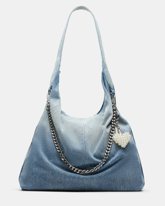 Steve Madden KREWE Bag Denim Slouchy Hobo Shoulder Strap Tote Handbag