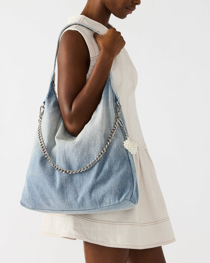 Steve Madden KREWE Bag Denim Slouchy Hobo Shoulder Strap Tote Handbag