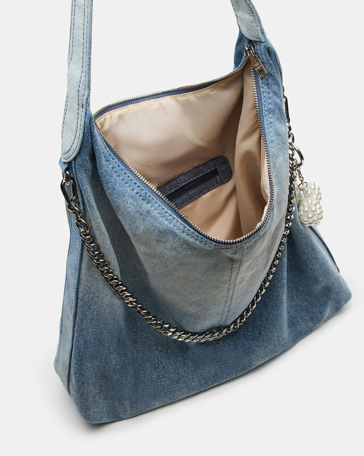 Steve Madden KREWE Bag Denim Slouchy Hobo Shoulder Strap Tote Handbag