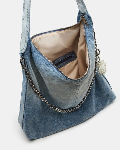 Steve Madden KREWE Bag Denim Slouchy Hobo Shoulder Strap Tote Handbag