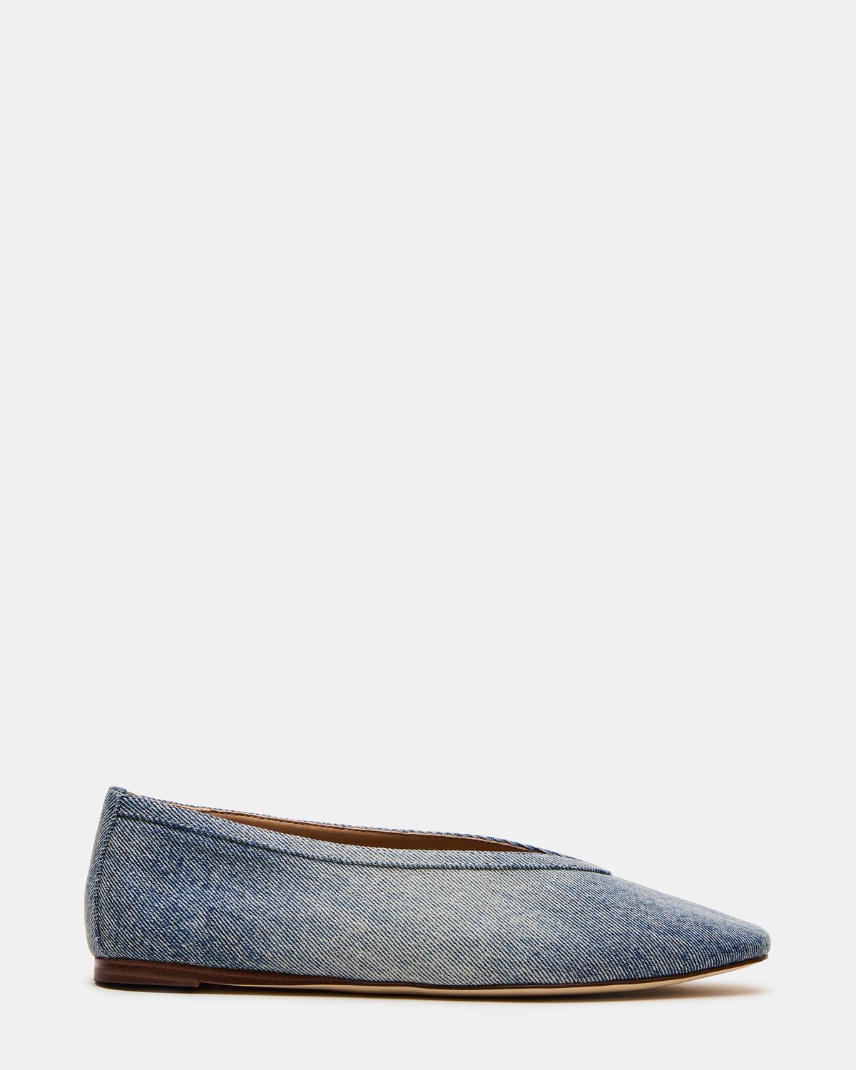 Steve Madden LENI Denim Fabric Square-Toe Ballet Women's Flat
