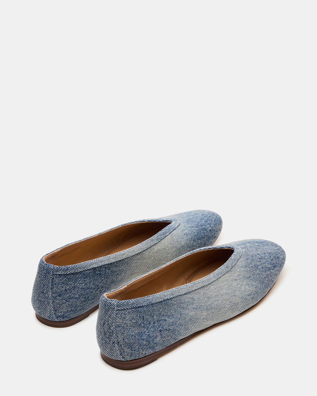 Steve Madden LENI Denim Fabric Square-Toe Ballet Women's Flat