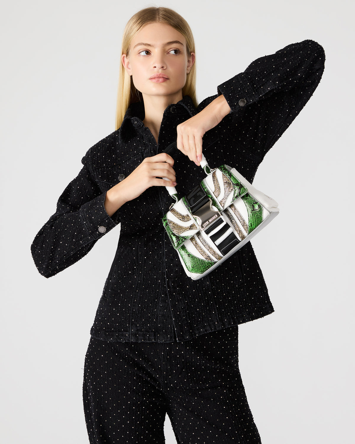 Steve Madden DIEGO Bag Green Metallic Crossbody Strap Women's Handbag