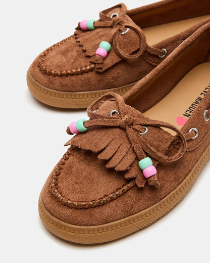 Steve Madden Kids' KRISP Cognac Girls' Boat Shoe Loafer