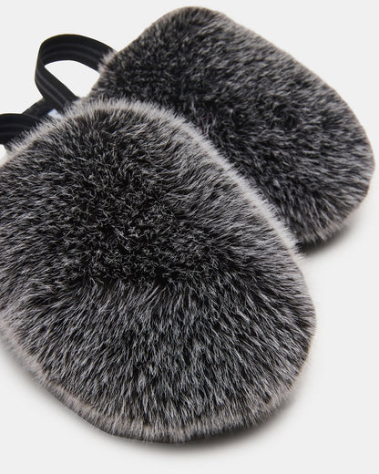 Steve Madden Kids' POOF Grey Slip-On Faux Fur Girls' Flat