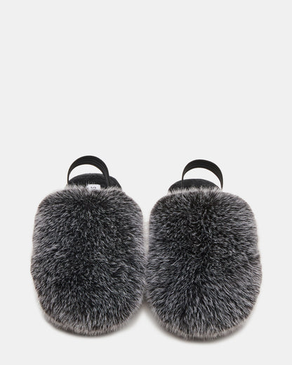 Steve Madden Kids' POOF Grey Slip-On Faux Fur Girls' Flat
