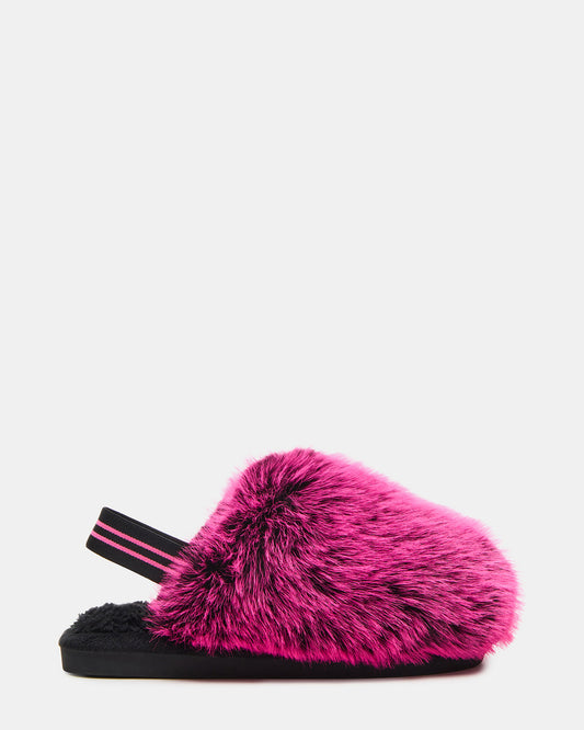 Steve Madden Kids' POOF Fushia Slip-On Faux Fur Girls' Flat