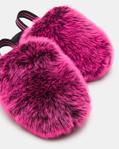 Steve Madden Kids' POOF Fushia Slip-On Faux Fur Girls' Flat