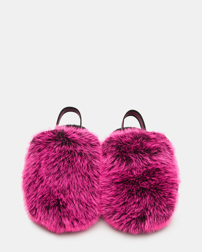 Steve Madden Kids' POOF Fushia Slip-On Faux Fur Girls' Flat