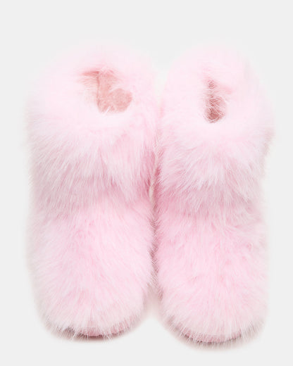 Steve Madden Kids' BEASTIE Pink Faux Fur Girls' Ankle Boot