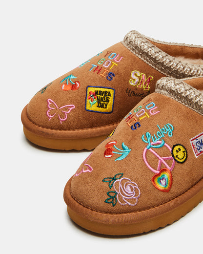 Steve Madden Kids' SELENA Cognac Multi Girls' Slip-On Mule Flat