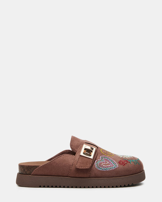 Steve Madden Kids' MONEYY Brown Rhinestones Girls' Slip-On Clog