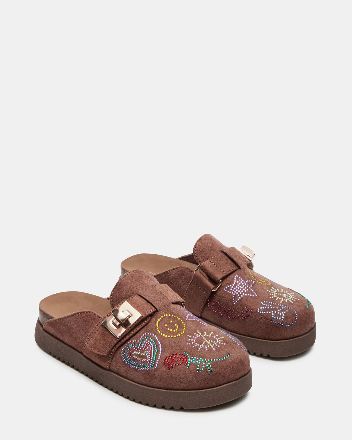 Steve Madden Kids' MONEYY Brown Rhinestones Girls' Slip-On Clog